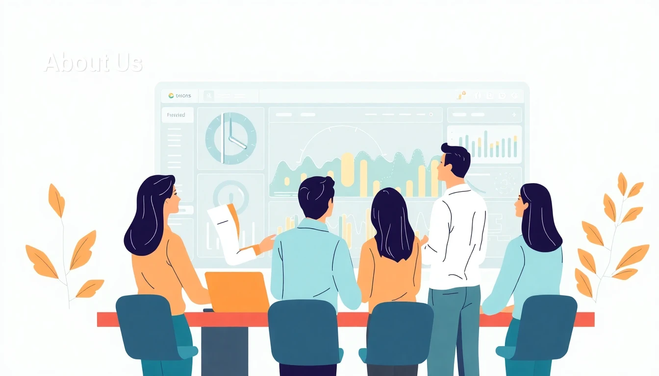 Ilustração de profissionais analisando dados de crescimento empresarial